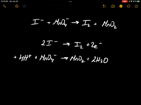 balance-the-equation-for-the-oxidation-of-an-iodide-ion-i-by-a-permanganate-ion-mno4-in-basic-solution-to-yield-iodine-i2-and-manganese-iv-oxide-mno2-66633