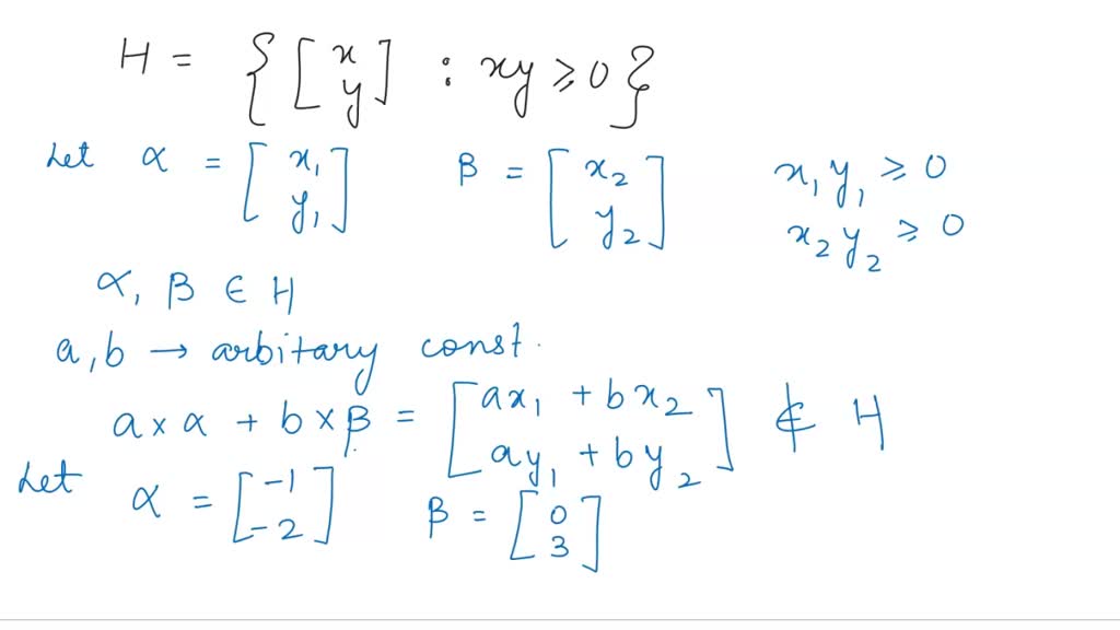 SOLVED: Show that the top-right quadrant of the plane is not subspace ...