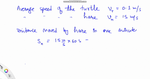 assume-a-turtle-can-move-at-an-average-speed-of-01-ms-while-the-hare-can-move-at-an-average-speed-of-15-ms-each-starts-at-rest-from-the-same-spot-and-each-moves-for-one-minute-in-the-same-di-51242