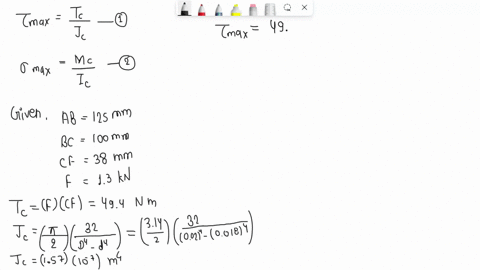 example3-8-figure-3-22-shows-a-crank-loaded-by-a-force-f-13-kn-that-causes-twisting-and-bending-of-a-20-mm-diameter-shaft-fixed-to-a-support-at-the-origin-of-the-reference-system-in-actualit-89656