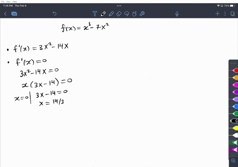 consider-the-following-fx-x-_-7x2-find-fx-fx-3x2-14x-solve-f-x-0-for-x-enter-your-answers-as-a-comma-separated-list-14-find-the-points-on-the-graph-of-f-where-the-tangent-iine-is-horizontal-73546