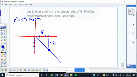 let-5-6-be-a-point-on-the-terminal-side-of-find-the-exact-values-of-cos-sec-and-cot-25302