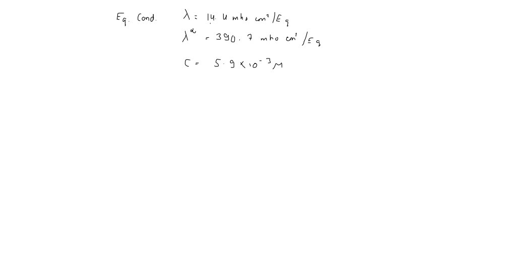SOLVED Equivalent conductivity of acetic acid at infinite dilution is