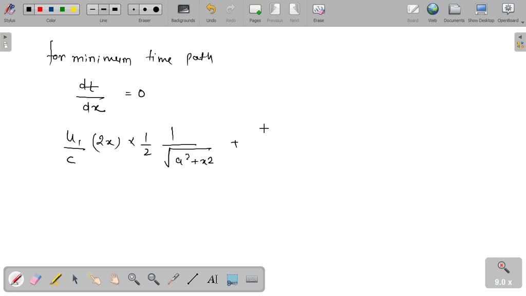 SOLVED: Show That The Minimum Time Path Between Points A And B For The ...