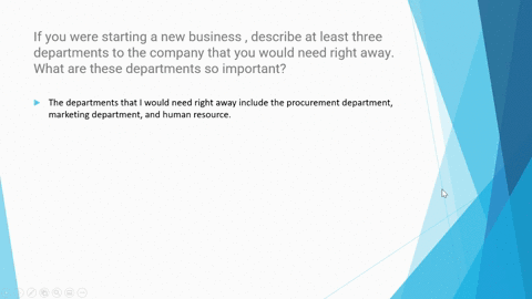 if-you-were-starting-a-new-business-describe-at-least-three-departments-to-the-company-that-you-would-need-right-away-what-are-these-departments-so-important-81054