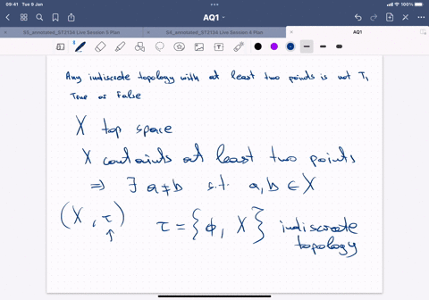 any-indiscrete-topology-with-at-least-two-points-is-not-t1-select-one-true-false-any-topological-space-with-the-discrete-topology-is-t4-select-one-true-false-45979