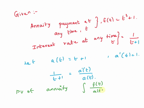 a-continuous-varying-annuity-is-payable-for-20-years-starting-at-t-2-the-rate-of-payment-at-time-t-is-t2-per-year-suppose-the-force-of-interest-at-time-t-is-t-1t1-for-t-0-find-the-present-va-23777