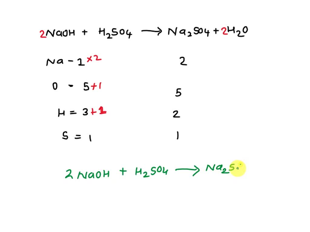 SOLVED: Consider the following reaction. NaOH(aq) + H2SO4(aq) → Na2SO4 ...