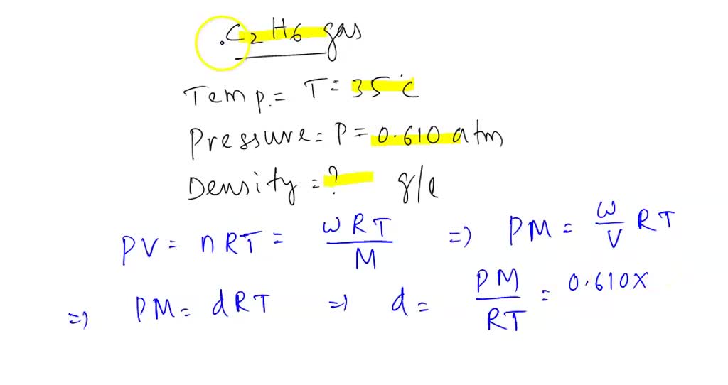 SOLVED: What is the density in g/L of B2H6 gas at 35Â°C and 0.610 atm?