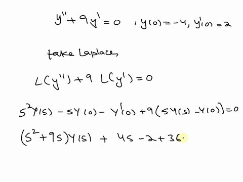 point-use-the-laplace-transform-to-solve-the-following-initial-value-problem-y-9y-0-yo-4-y-0-2-using-y-for-the-laplace-transform-of-yt-ie-y-lyt-find-the-equation-you-get-by-taking-the-laplac-87234