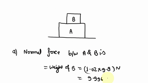 consider-two-blocks-at-rest-stacked-as-shown-in-the-figure-below-block-ma-204kg-and-block-b-has-mass-mb-102kg-gravity-acts-downwards-has-mass-b-draw-the-free-body-diagram-of-each-block-and-d-88333