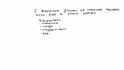 iwo-separate-groups-of-medical-residents-each-see-a-standardized-patientan-actor-trained-to-present-symptoms-to-doctorsthe-patient-reports-five-symptomsheadachecoughringing-in-the-earsdizzin-59306
