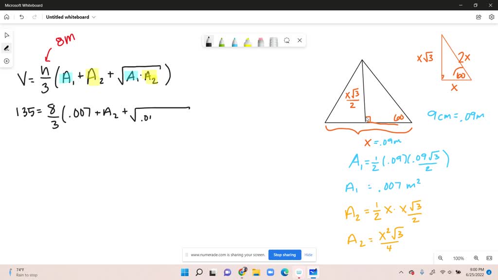 solved-the-volume-of-the-frustum-of-a-regular-triangular-pyramid-is