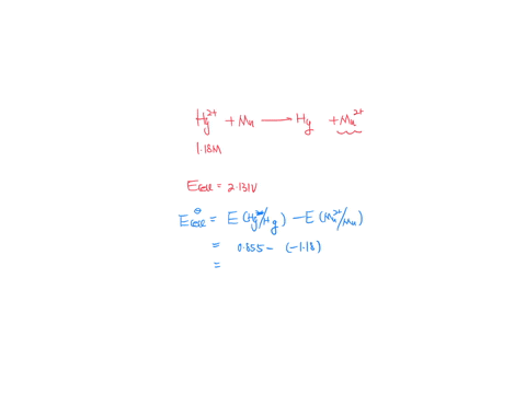 when-the-concentration-is-118-m-the-observed-cell-potential-at-298-k-for-an-electrochemical-cell-with-the-following-reaction-is-2131-v-what-is-the-concentration