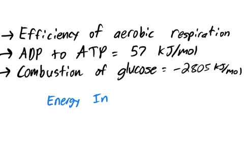 estimate-the-efficiency-of-aerobic-cellular-respiration-of-a-molecule-of-glucose-a-energy-of-formation-of-atp-from-adp-57-kjmol-b-energy-of-combustion-of-glucose-2805-kjmol-59339