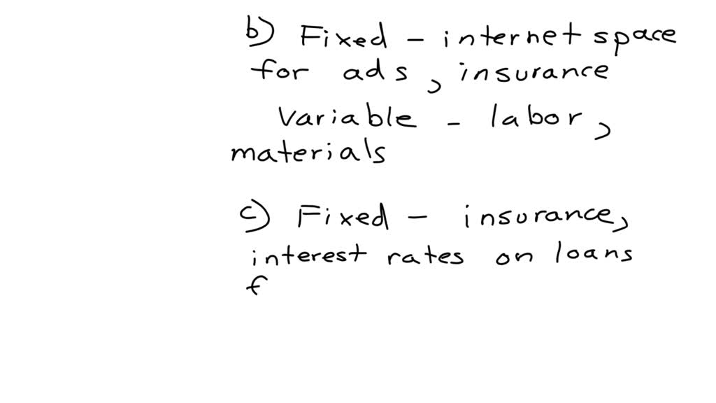 What are the fixed and variable costs of (a) a pizza shop, (b) an service provider, (c