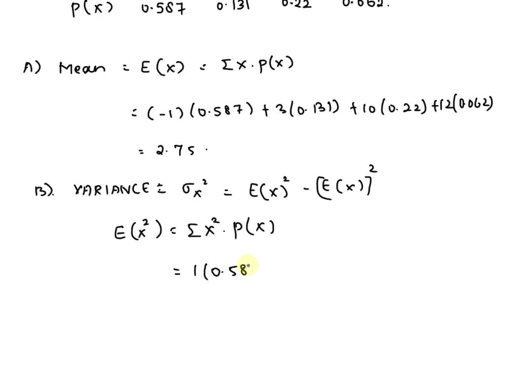 mean variance and standard deviation of probability distribution calculator