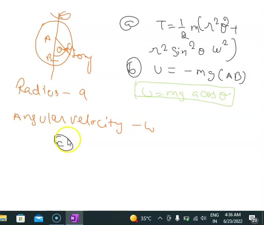 SOLVED A bead ofmass m slides without friction on a circular hoop of