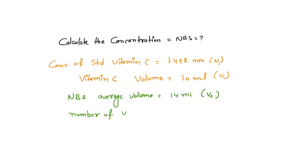 SOLVED Calculate the concentration of NBS solution Concentration of