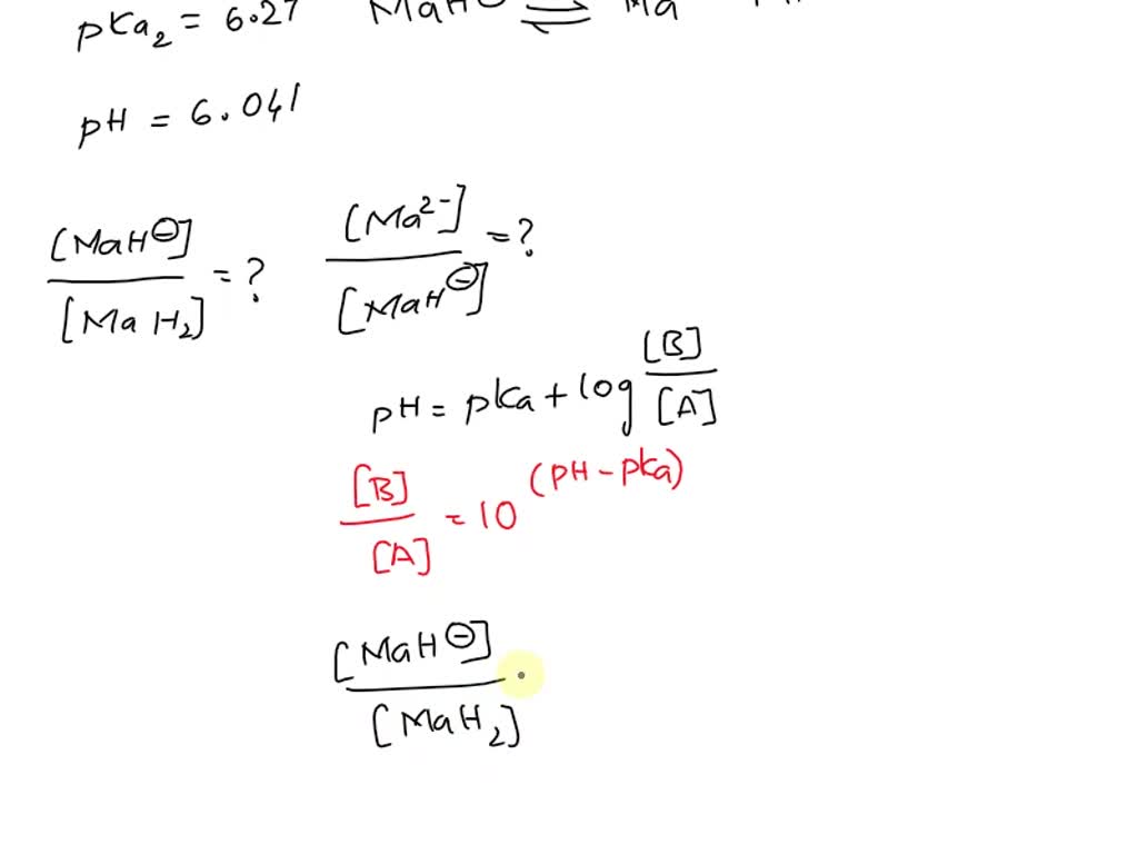 Maleic acid is a diprotic acid: pKa1= 1.92, pKa2= 6.27. Calculate the ...