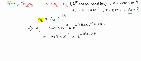 the-decomposition-of-na2o5-to-n2o5-to-no2-and-o2-is-first-order-with-rate-constant-of-480x10-4-at-45-degrees-celcius-aif-the-initial-concentration-is-165x10-2-moll-what-is-concentration-afte-71542