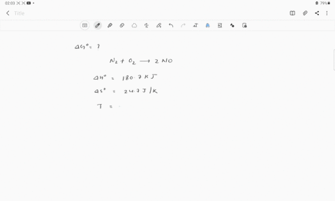 calculate-the-standard-free-energy-change-g-kj-for-the-formation-of-nog-from-n2g-and-o2g-at-298-k-n2g-o2g-2-nog-given-that-h-1807-kj-and-s-247-jk-20556