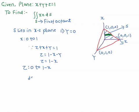 evaluate-the-surface-integral-f-xz-ds-where-s-is-part-of-the-plane-xyz-1-that-lies-in-the-first-octant-88318
