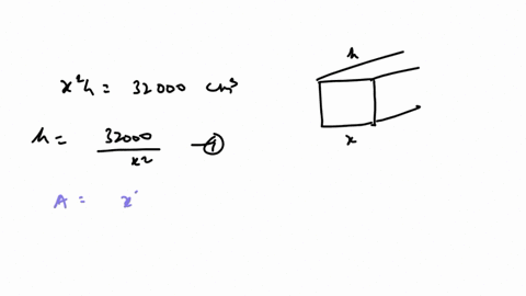 a box with a square base and open top must have a volume of 62500 cm3 ...