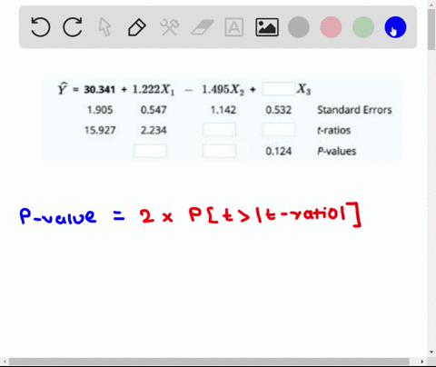 complete-the-missing-information-for-this-regression-model-note-n-28-30341-1222x1-1905-0547-1495x2-1142-xa-0532-standard-errors-15927-2234-t-ratios-0124-p-values-except-for-p-values-report-a-56152