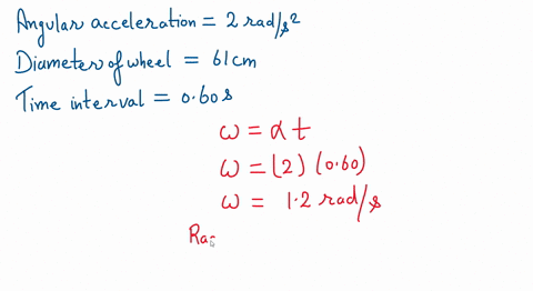 a-wheel-rotating-about-a-fixed-axis-with-a-constant-angular-acceleration-of-20-rads2-starts-from-rest-at-t-0-the-wheel-has-a-diameter-of-6lcm-what-is-the-magnitude-of-the-total-acceleration-00145