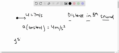the-initial-velocity-of-a-body-moving-along-a-straight-line-is-7-ms-it-has-a-uniform-acceleration-of-4-ms2-the-distance-covered-by-the-body-in-the-5th-second-of-its-motion-is-a-25-m-b-35-m-c-50-m-d-85