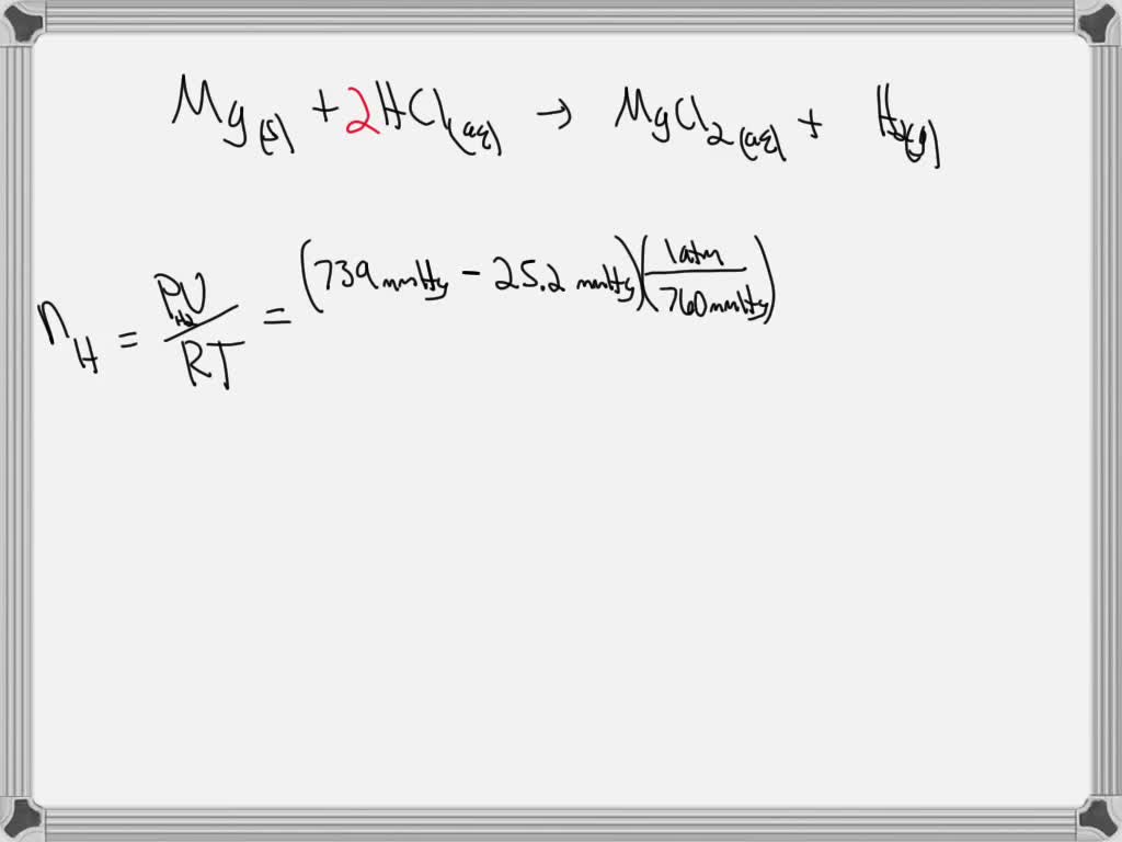 SOLVED Water Vapor Temperature Pressure (mmHg) Magnesium metal is
