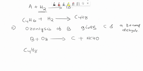 hydrocarbon-a-c4h6-undergoes-hydrogenation-with-lindlars-catalyst-to-yield-b-c4h8ozonolysis-of-b-gives-c-and-a-formaldehyde-on-treatment-of-a-with-nanh2-d-is-formed-reaction-of-d-with-iodopr-68988