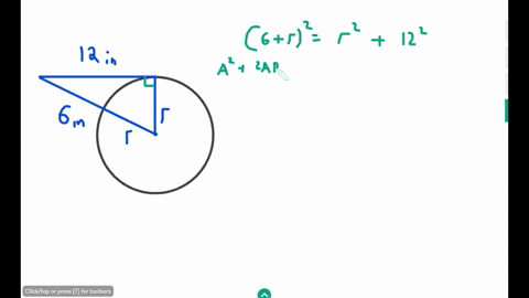 ab-is-tangent-to-circle-o-at-b-find-the-length-of-the-radius-if-ab-12-in-and-ad-6-in-the-diagram-is-not-to-scale-73983