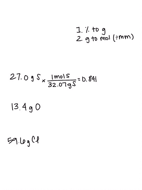 what-is-the-empirical-formula-of-a-compound-that-contains-270-s-134-o-and-596-cl-by-mass-07053