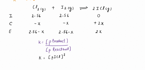 a-in-an-experiment-256-atm-each-of-cl2-and-i2-were-placed-into-a-100-l-flask-and-allowed-to-react-cl2g-i2g-2-iclg-given-that-kc-846-what-is-the-equilibrium-pressure-of-i2-b-gaseous-ammonia-w-03583