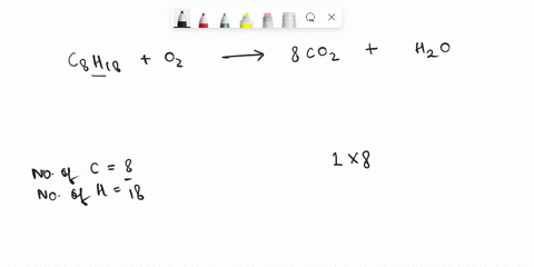 within-the-cylinders-of-a-cars-engine-the-hydrocarbon-octane-c8h18-one-of-many-components-of-gasoline-mixes-with-oxygen-from-the-air-and-burns-to-form-carbon-dioxide-and-water-vapor-write-a-40976