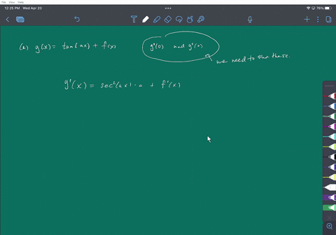 the-twice-differentiable-function-f-is-defined-for-all-real-numbers-and-satisfies-the-following-conditions-f0-2-f0-3f0-the-function-g-is-given-by-gx-tanax-fx-for-all-real-numbers-where-a-is-89634