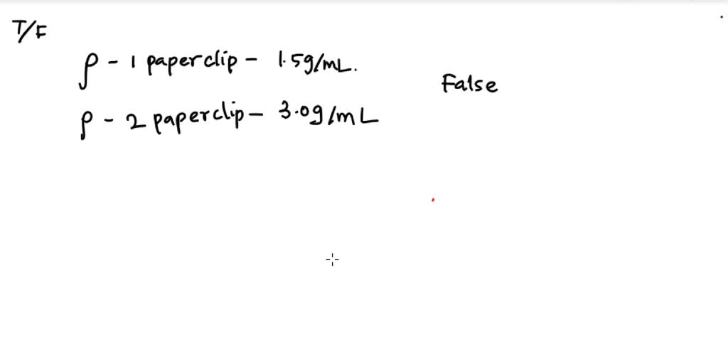 SOLVED Why is this not true? If the density of 1 paper clip is 1.5 g