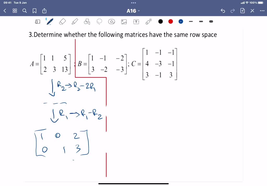 SOLVED Linear Algebra Row Equivalent Matrices and their