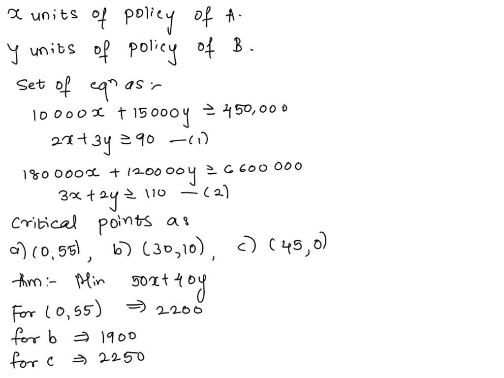 SOLVED A company is considering two insurance plans with coverage and
