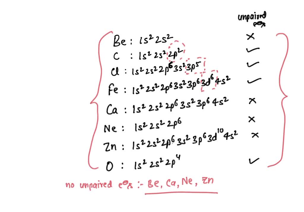 SOLVED Which of the following elements has no unpaired electrons in