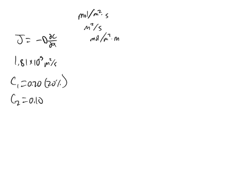 in-an-oxygen-nitrogen-gas-mixture-at-1013-kpa-and-298-k-the-concentrations-of-oxygen-at-two2-mm-apart-are-20-and-10-by-volume-respectively-calculate-the-flux-of-diffusion-of-oxygen-for-the-c-77042