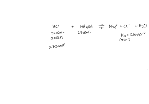 you-require-3200-ml-of-a-0010-mol-l-1-hcl-solution-to-reach-the-equivalence-point-in-the-titration-of-2500-ml-of-an-aqueous-ammonia-nh3-solution-what-are-the-concentrations-of-h3o-and-nh4-at-24612