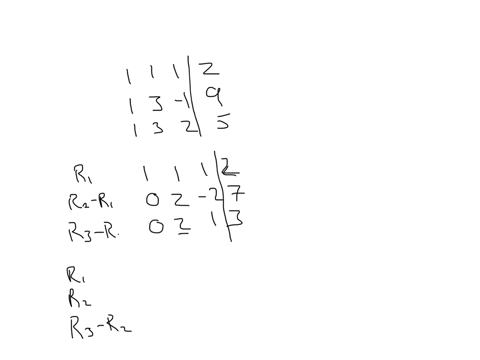 solve-the-following-system-of-linear-equations-by-using-the-gauss-elimination-method-x-y-z-2-x-3y-z-9-x-3y-2z-5