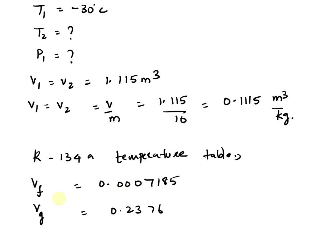 SOLVED 10 kg of R134a fill a 1.115 m^3 rigid container at an initial