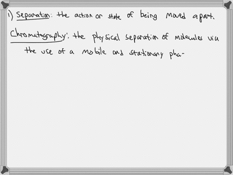 1-define-separation-and-chromatography-2-the-distribution-coefficient-kd-for-organic-compound-y-between-diethyl-ether-and-water-is-60-what-weight-of-y-would-be-removed-from-a-solution-of-20-30638