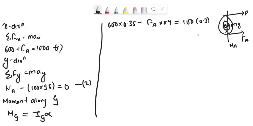 SOLVED: An almost-cylindrical spool has a mass of 100 kg and a radius ...