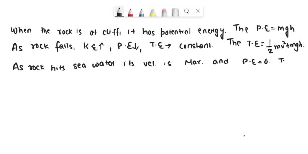 SOLVED consider the falling of a rock off a cliff into seawater and