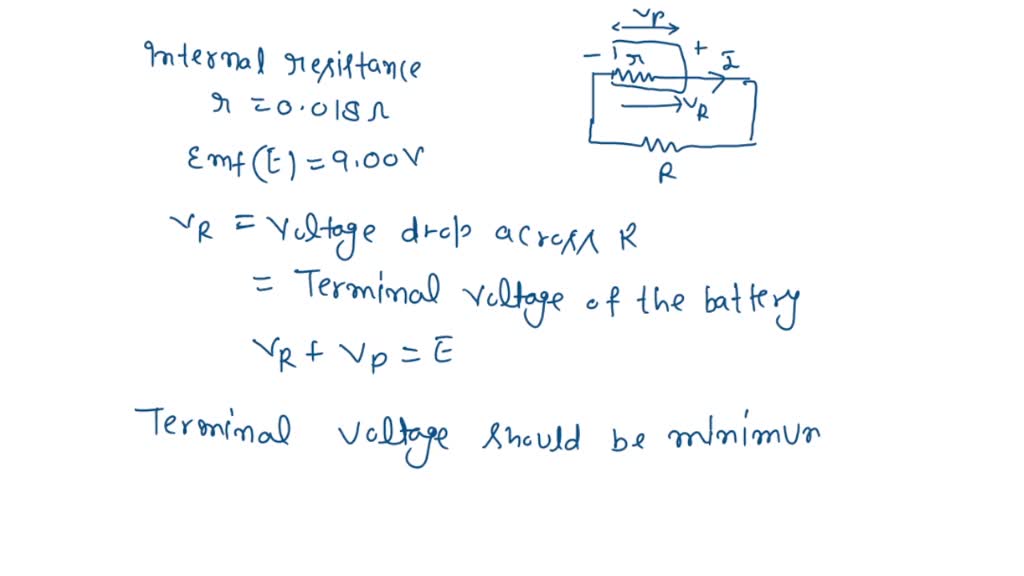SOLVED A battery has an internal resistance of 0.018Î© and an emf of 9